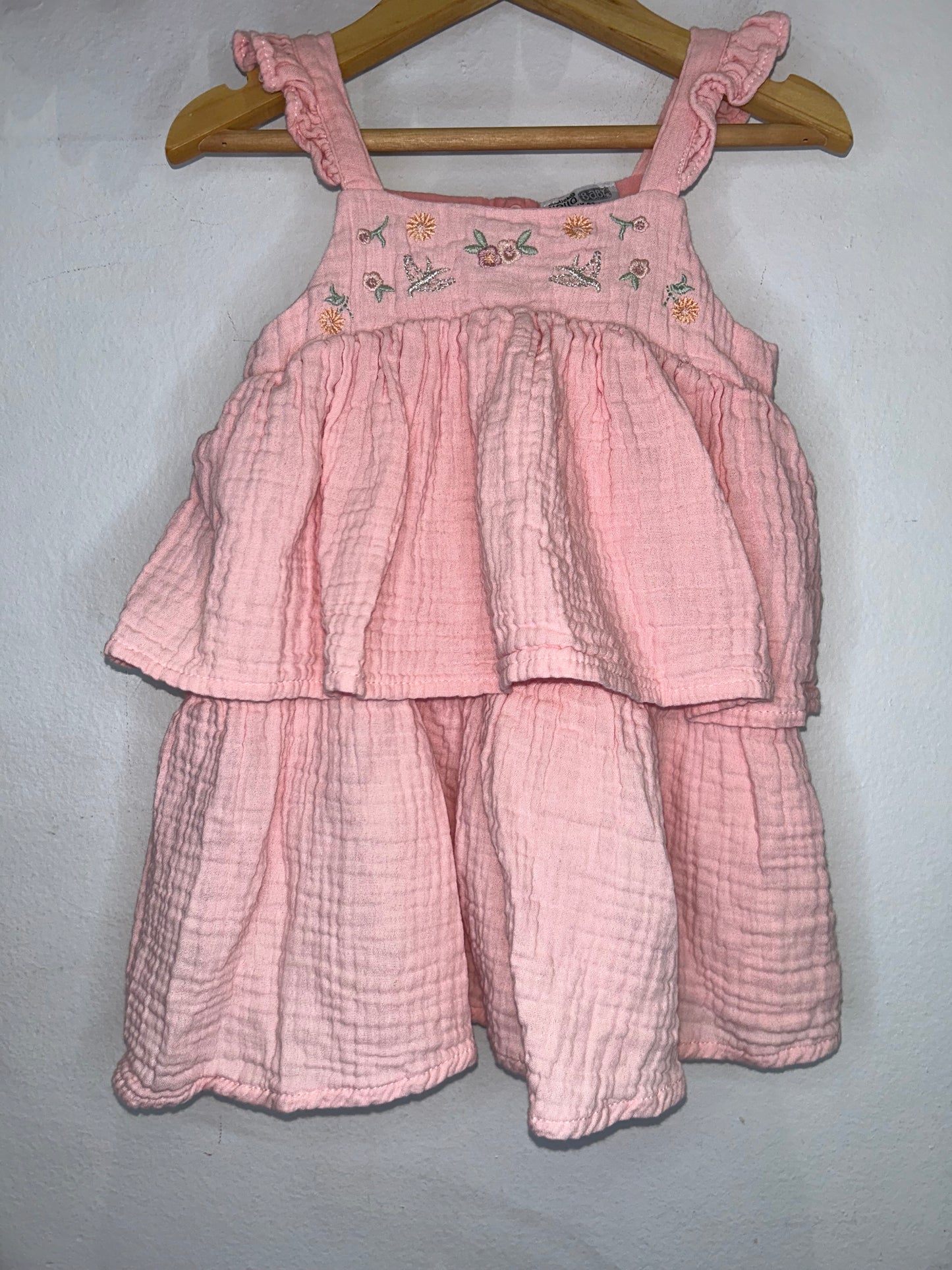 Pink textured dress and bloomers 2y