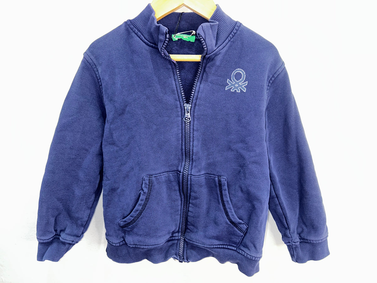 Blue round-collar zipup 4-5y