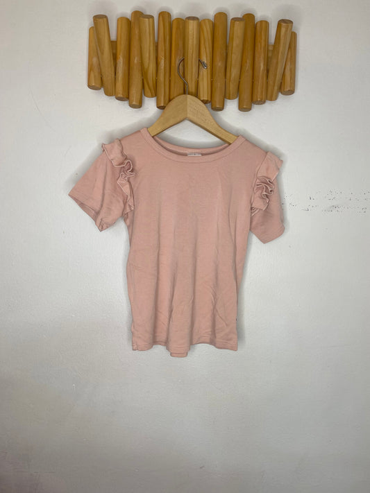 Little & Lively pink frills tee 5-6y