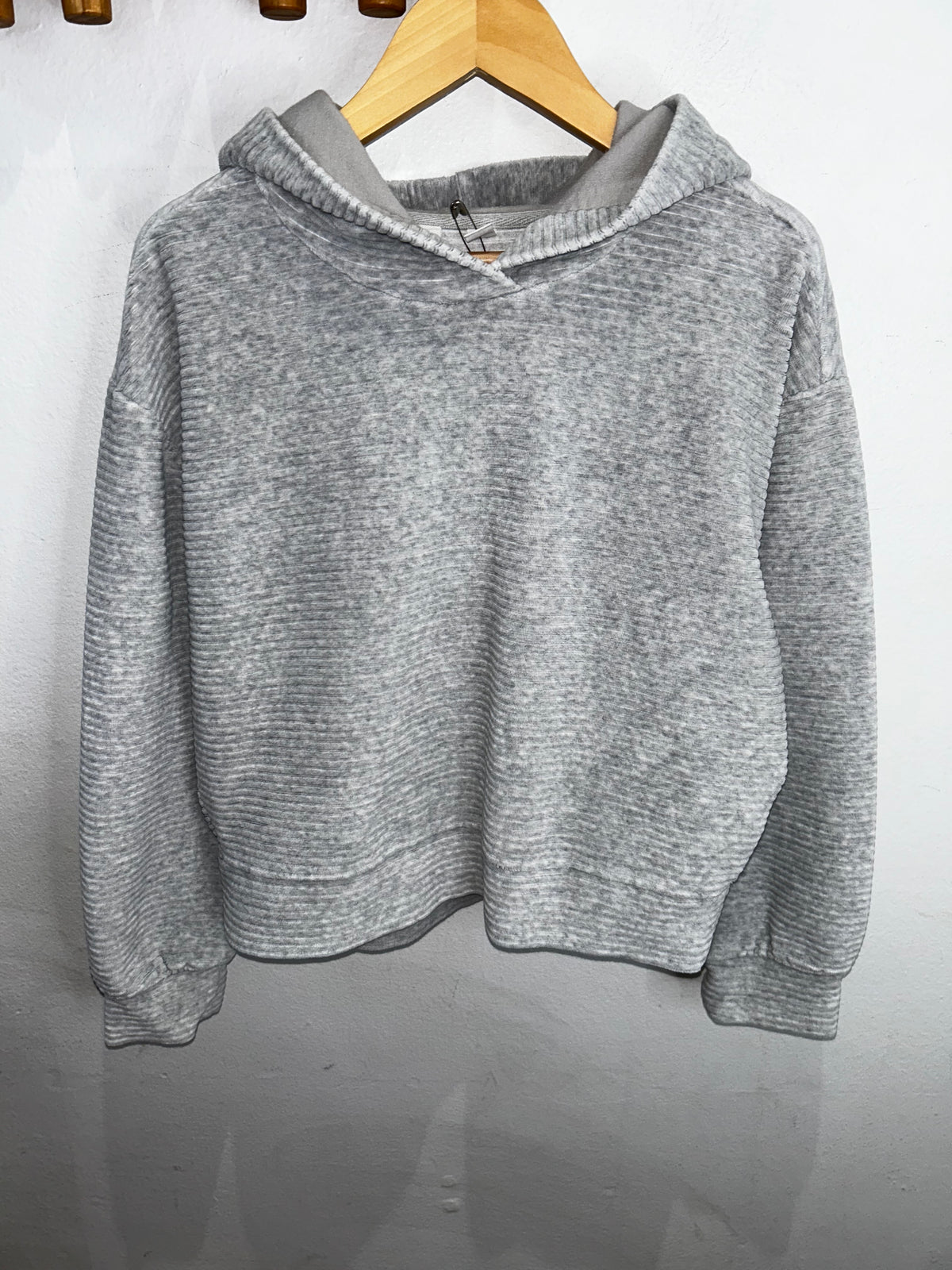 Grey texture boxy hoodie 8-9y