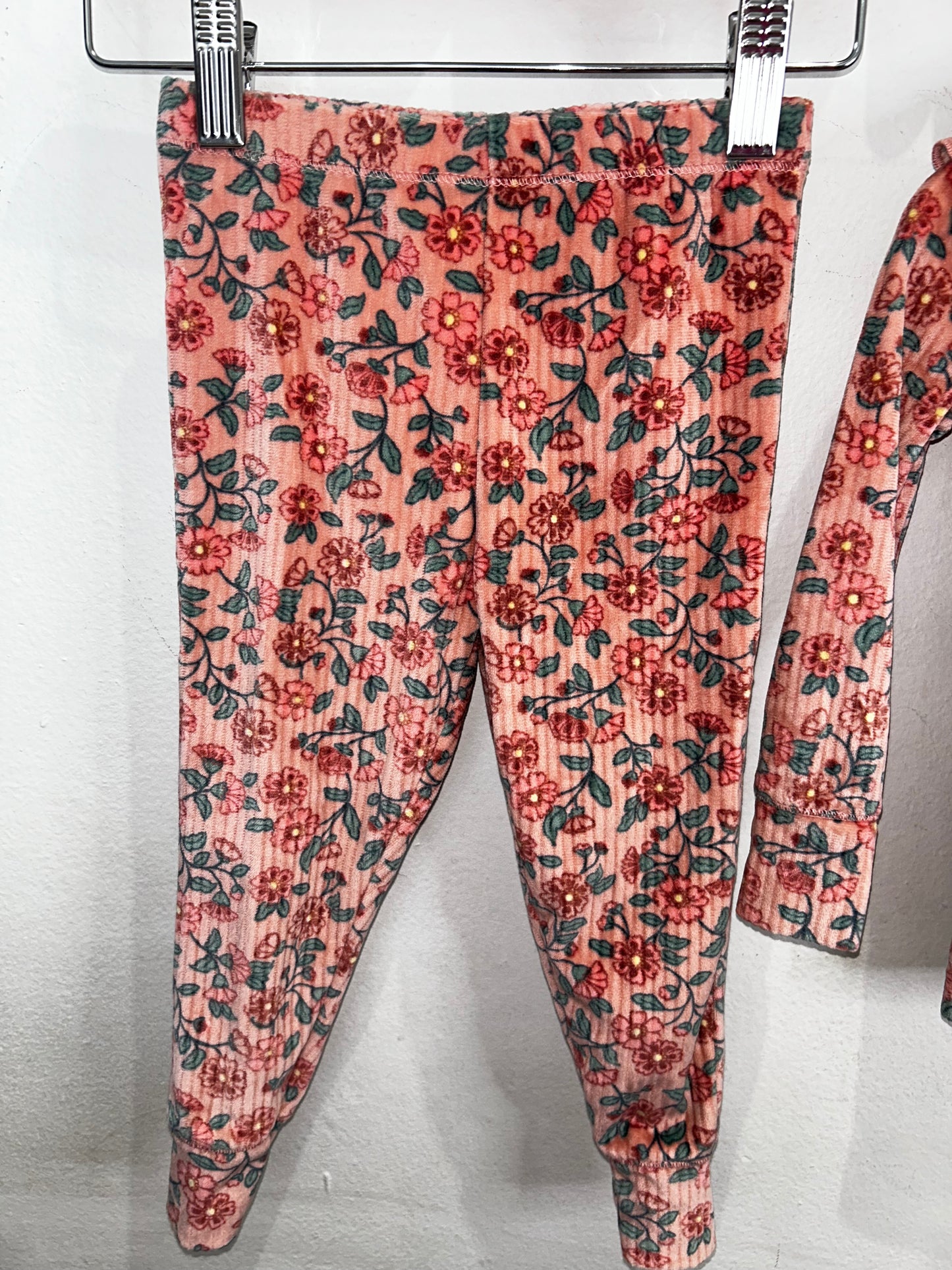 Peach velour flower set 2y