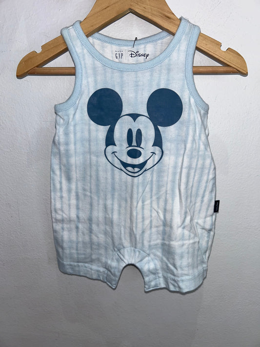 Light blue Mickey romper 0-3m