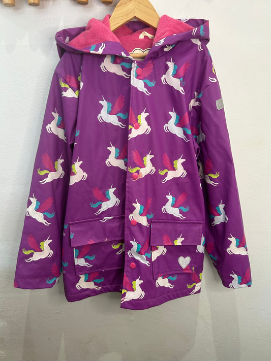 Hatley purple unicorn rainjacket 10y