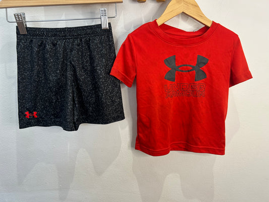 Red and black activewear set 24m