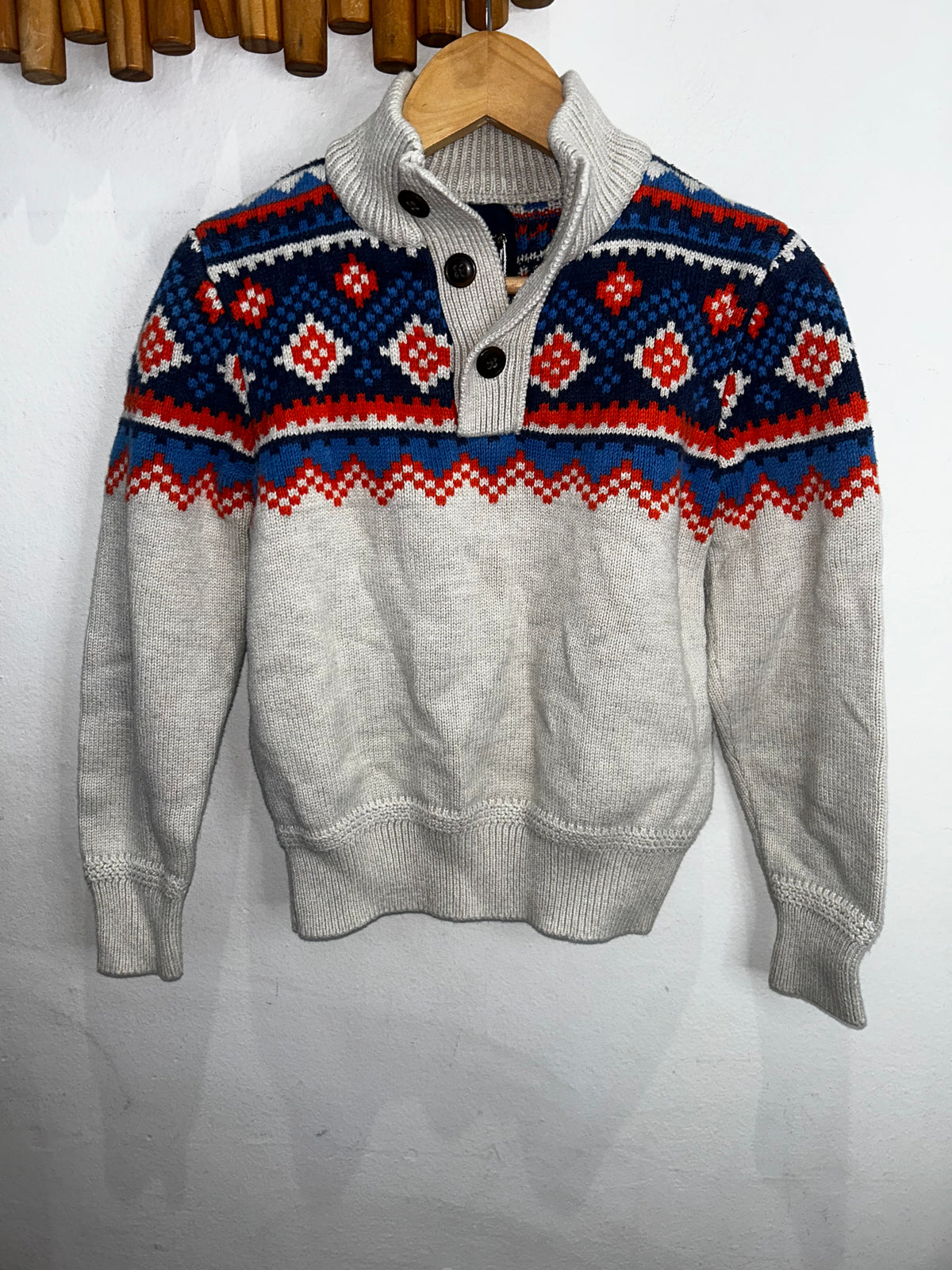 Orange and blue winter print sweater 6-7y
