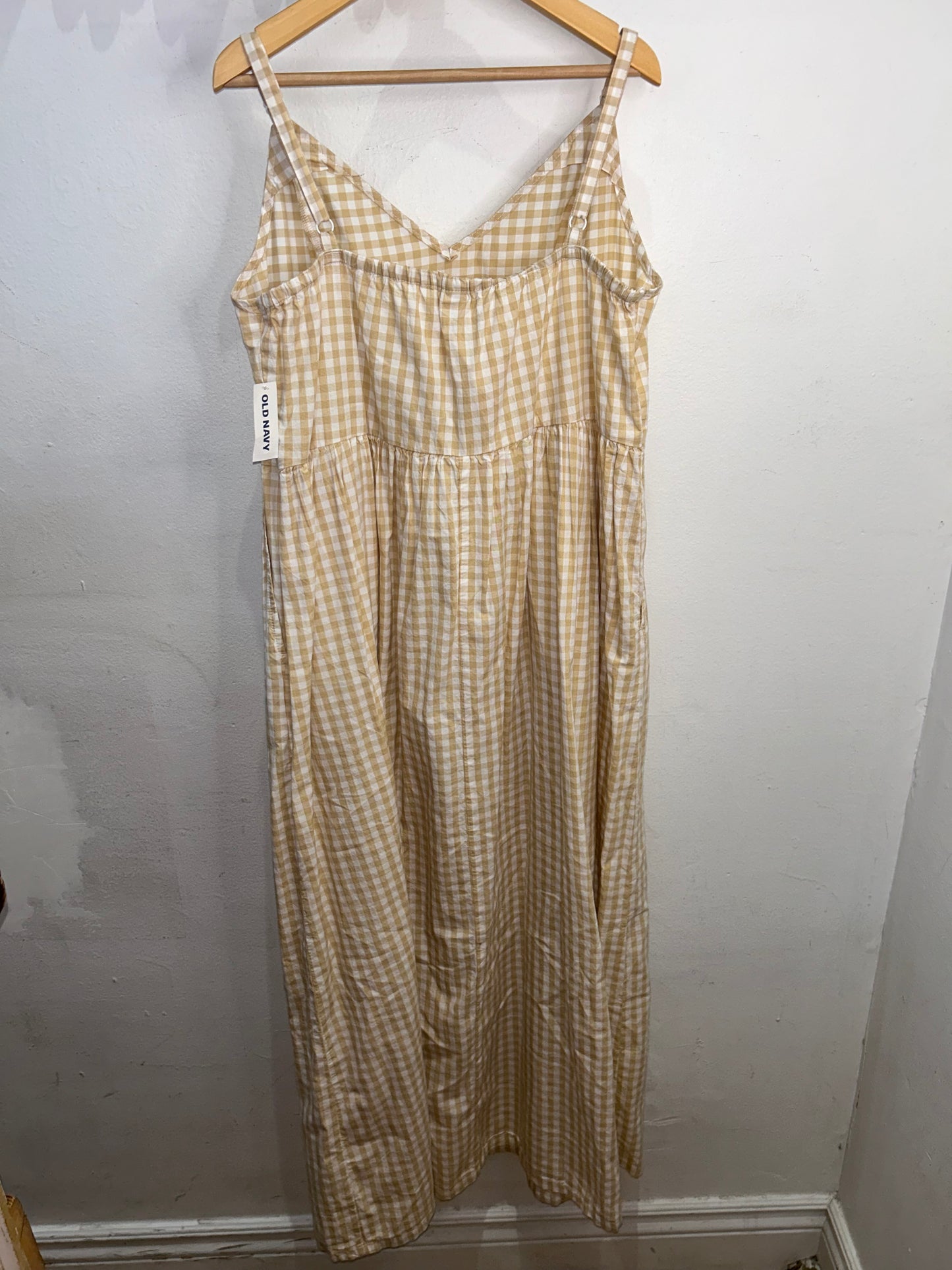 Brown checkered midi dress - adult M NEW