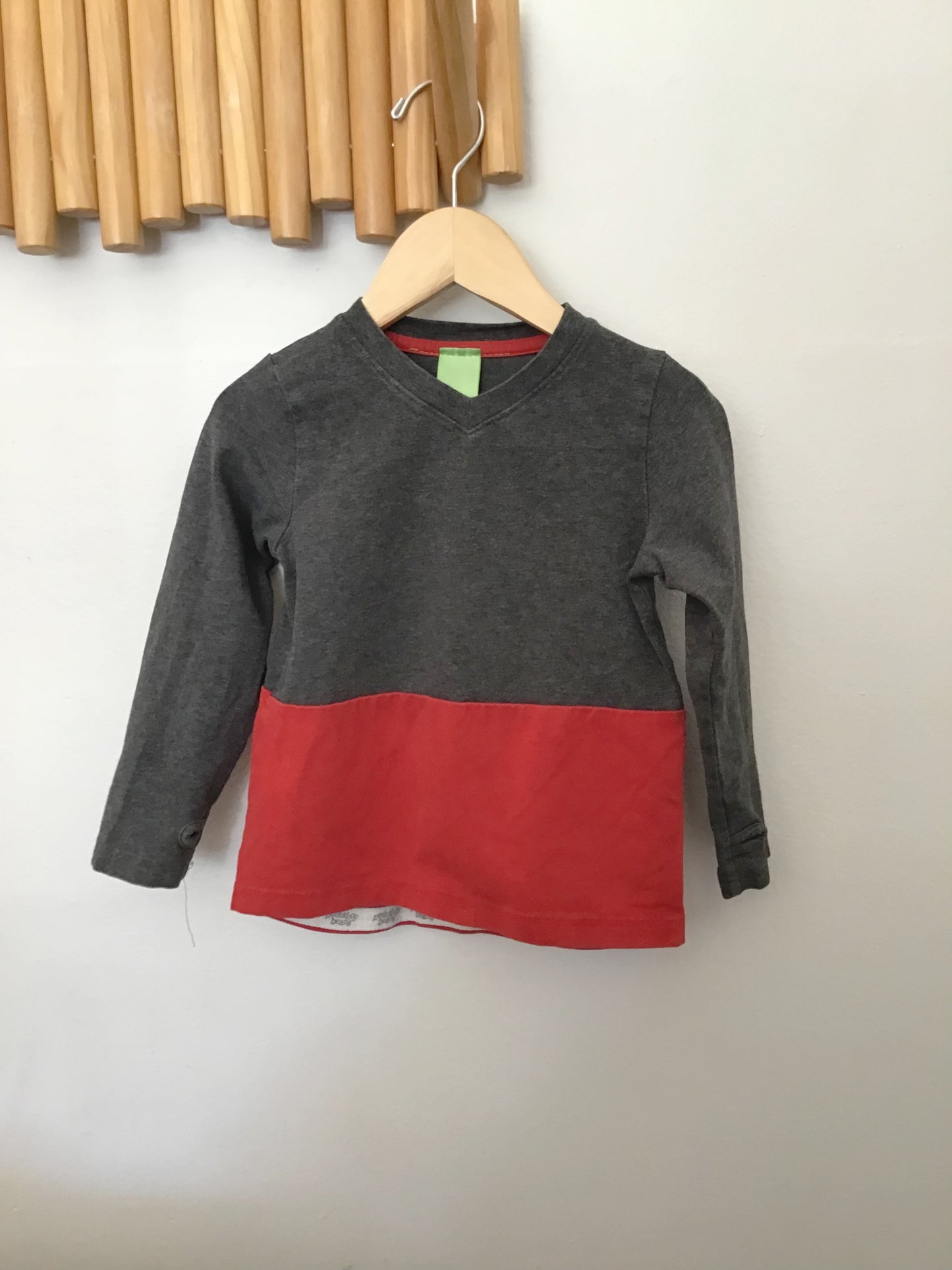 PK Beans red and grey thick tee 2y