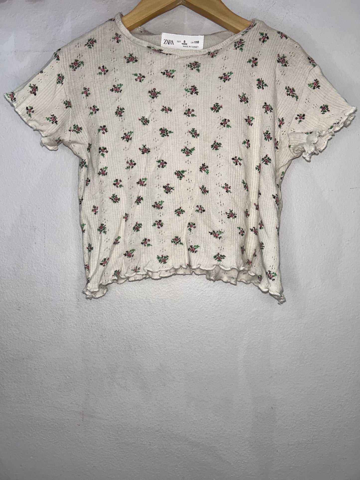 Floral pointelle crop tee 5y