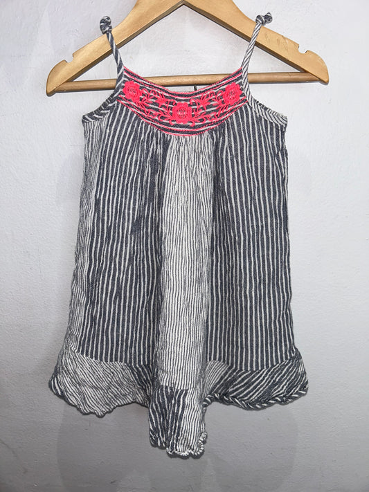 Striped embroidery detail dress 3y