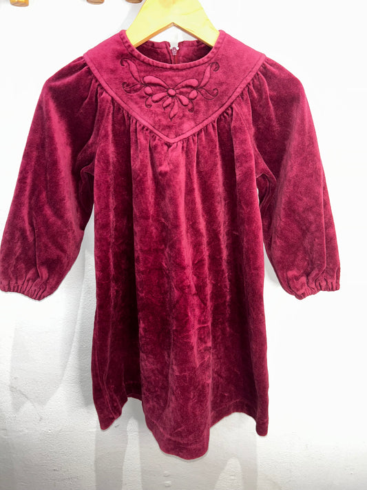 Vintage maroon velvet dress 4-6y