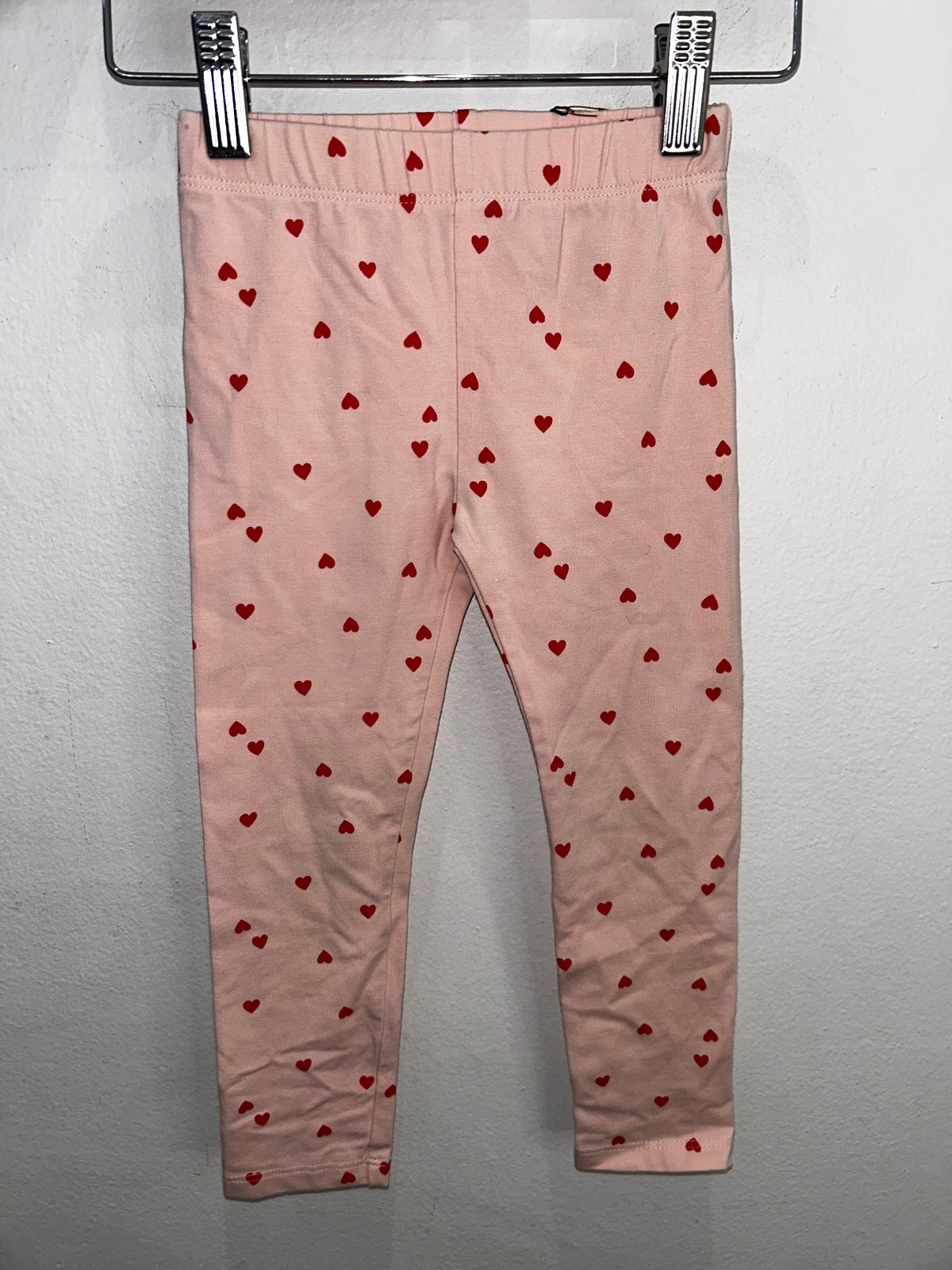 Pink heart print leggings 3y