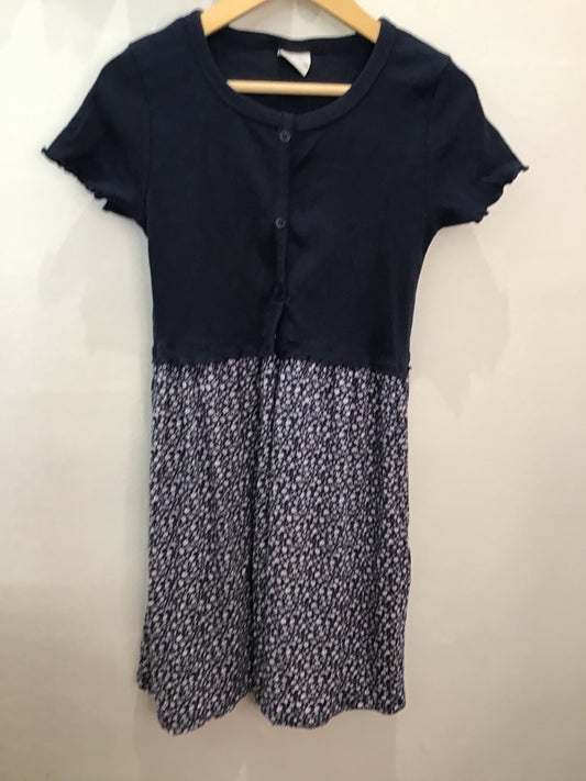 Dress blue w little flowers 10y