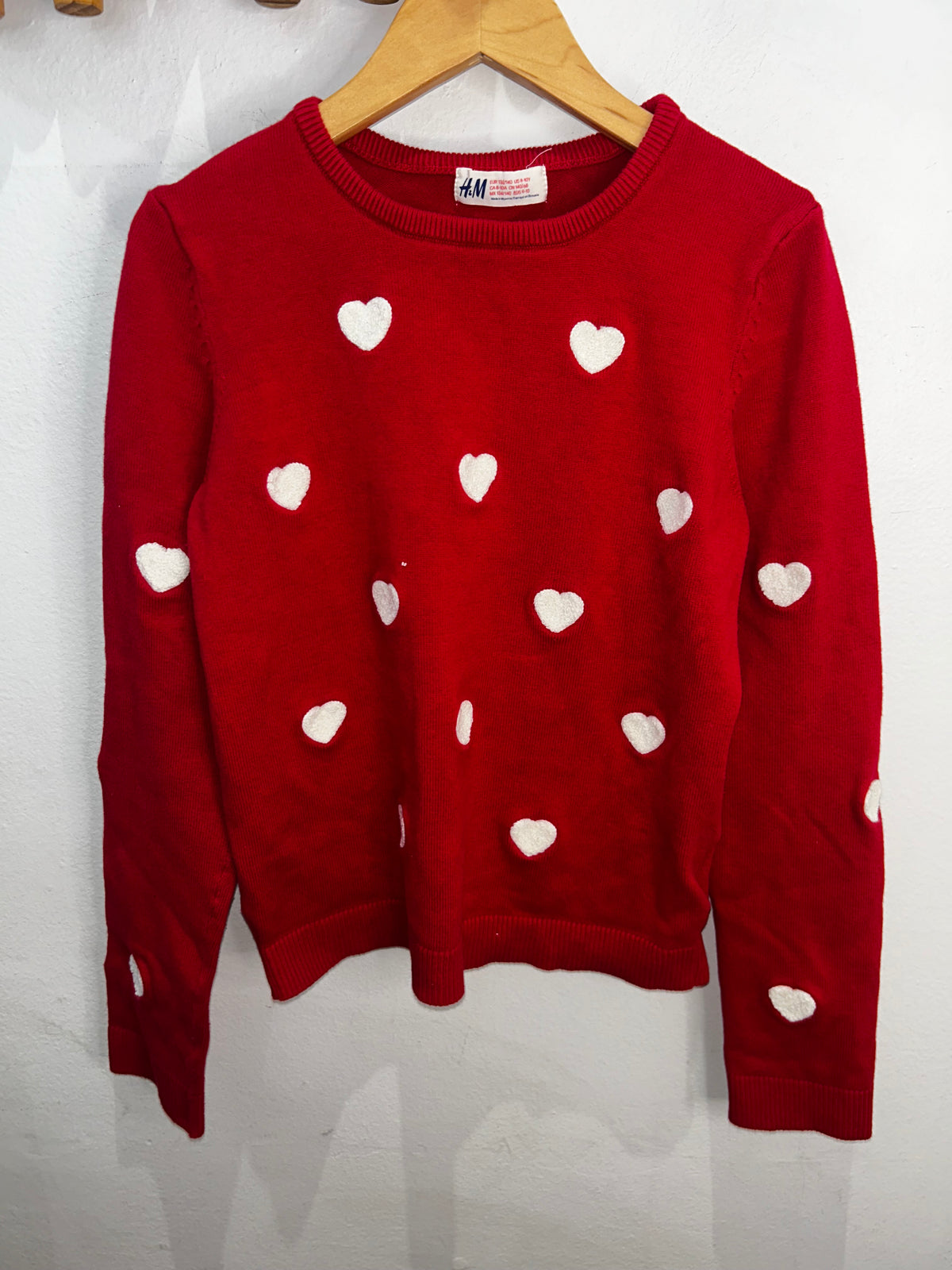 Red hearts sweater 8-10y
