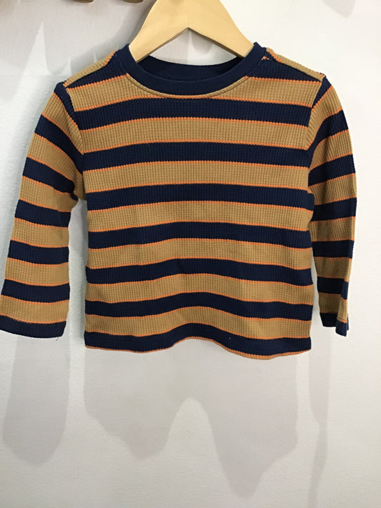 Brown stripes waffle henley 18-24m