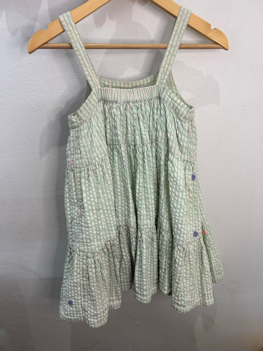 Green seersucked lined dress 5y