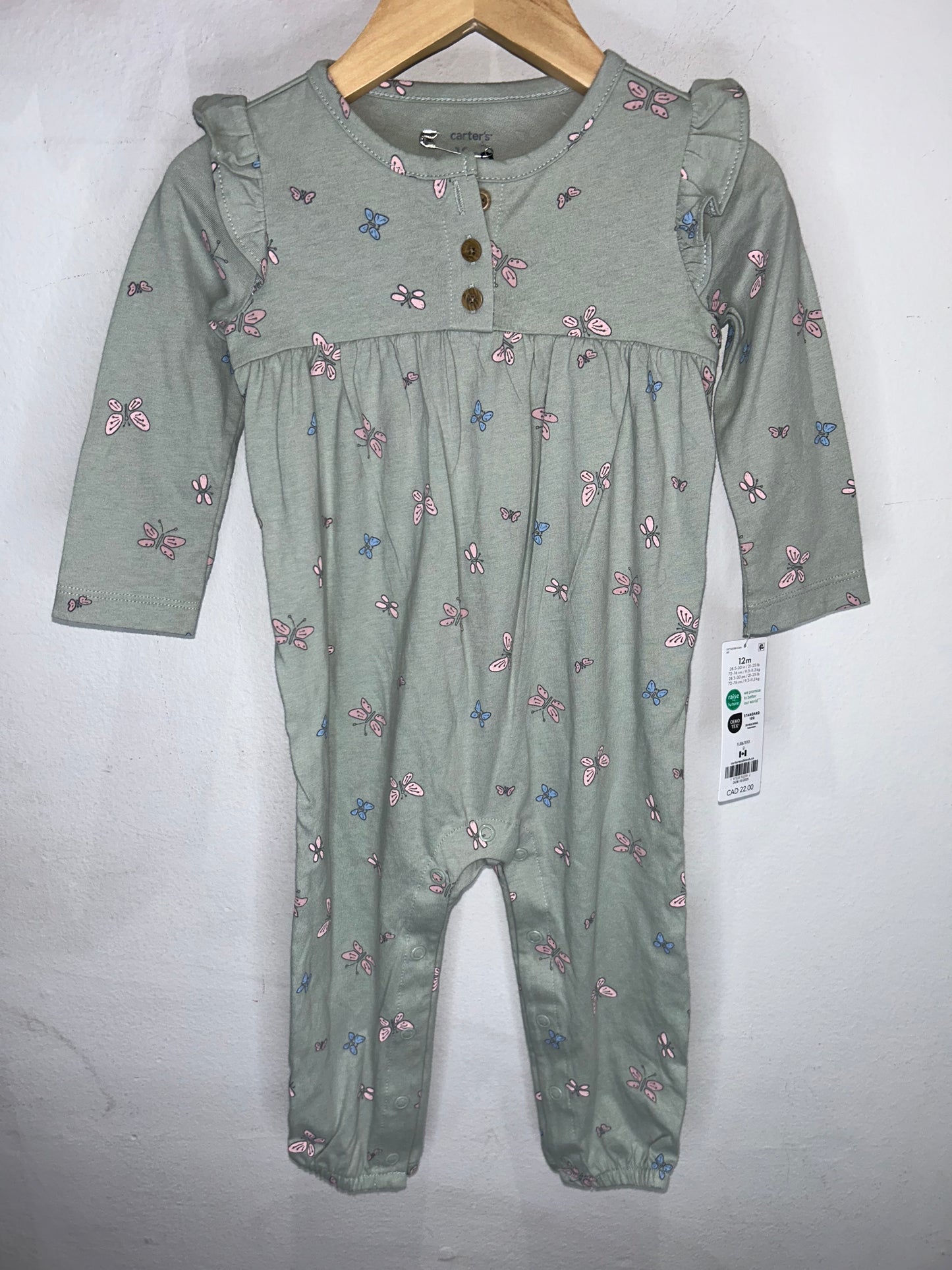 Moss Butterfly Romper 12m