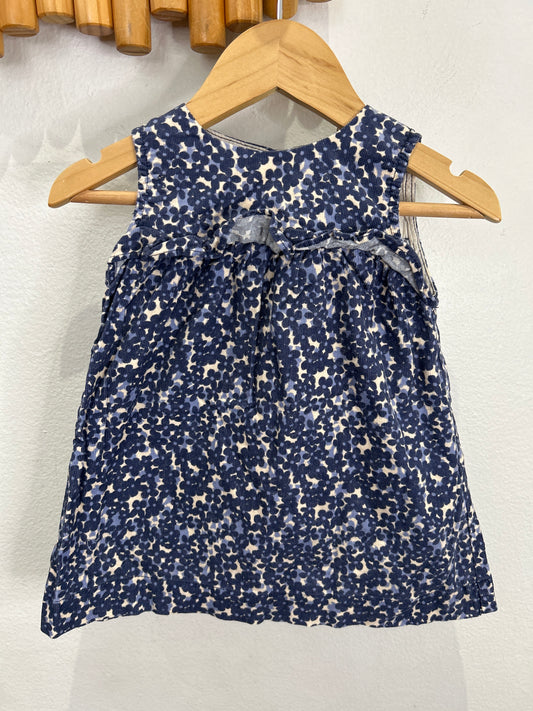 Blue floral cord skirt romper 6-12m