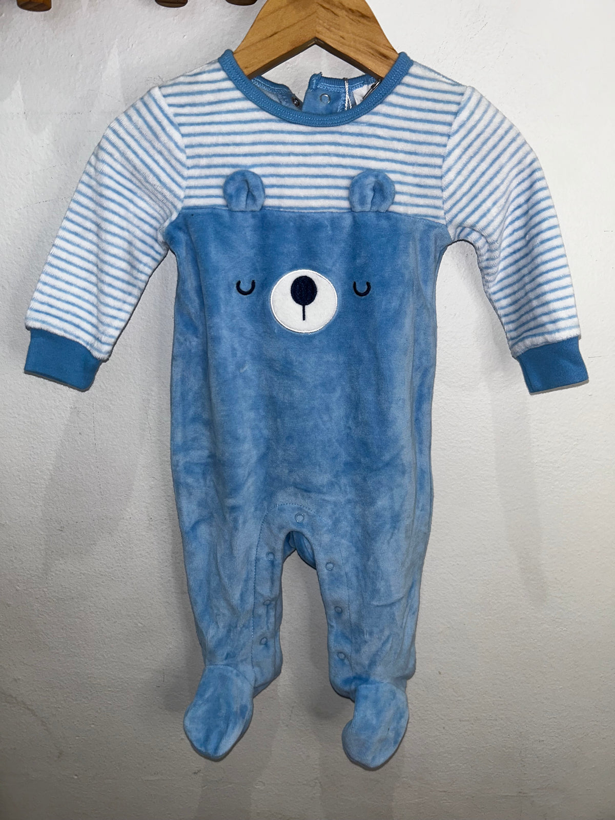 Blue bear fleece sleeper 3-6m