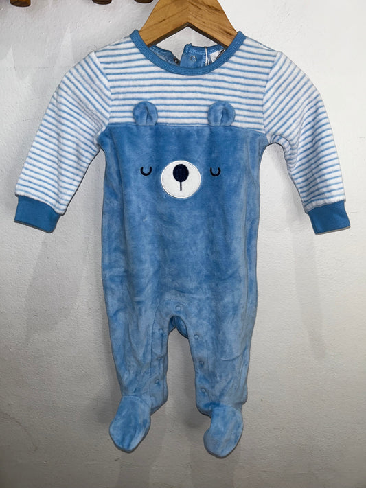 Blue bear fleece sleeper 3-6m