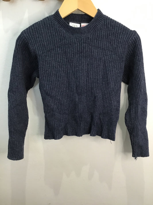 Sweater blue knit fitted 4-5y