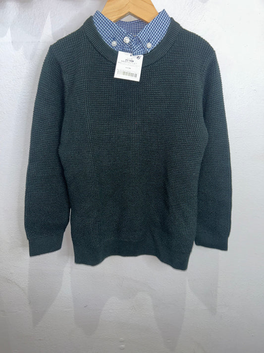 Green sweater attached shirt 4-5y NEW