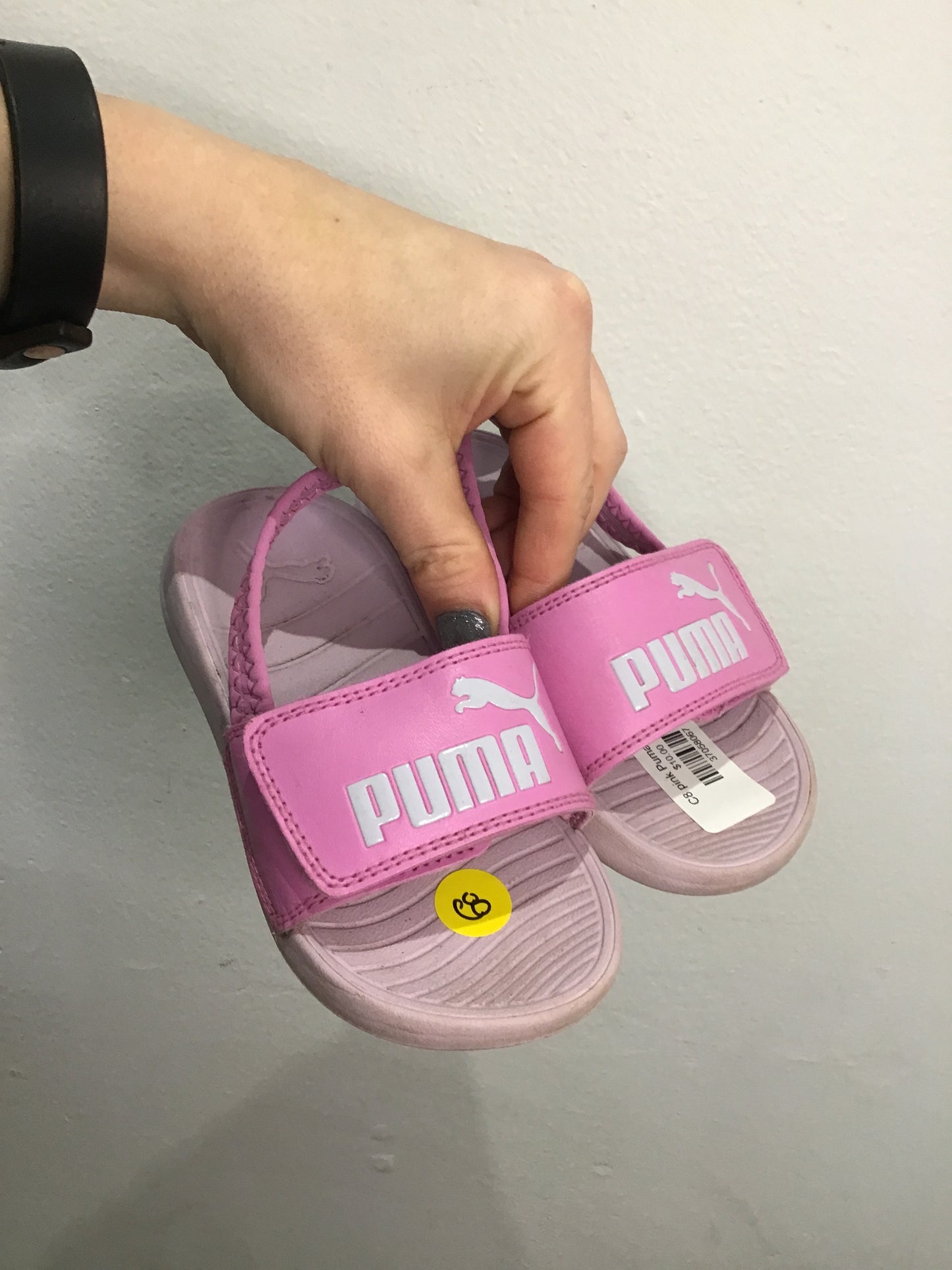 C8 pink Puma slides