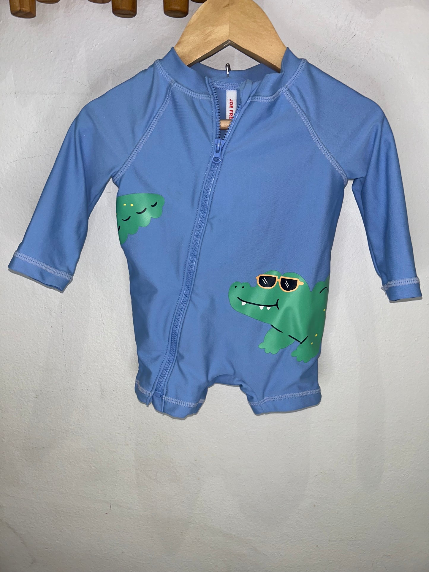 Blue crocodile swimsuit 3-6m