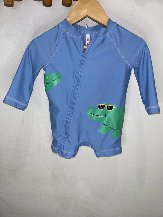 Blue crocodile swimsuit 3-6m