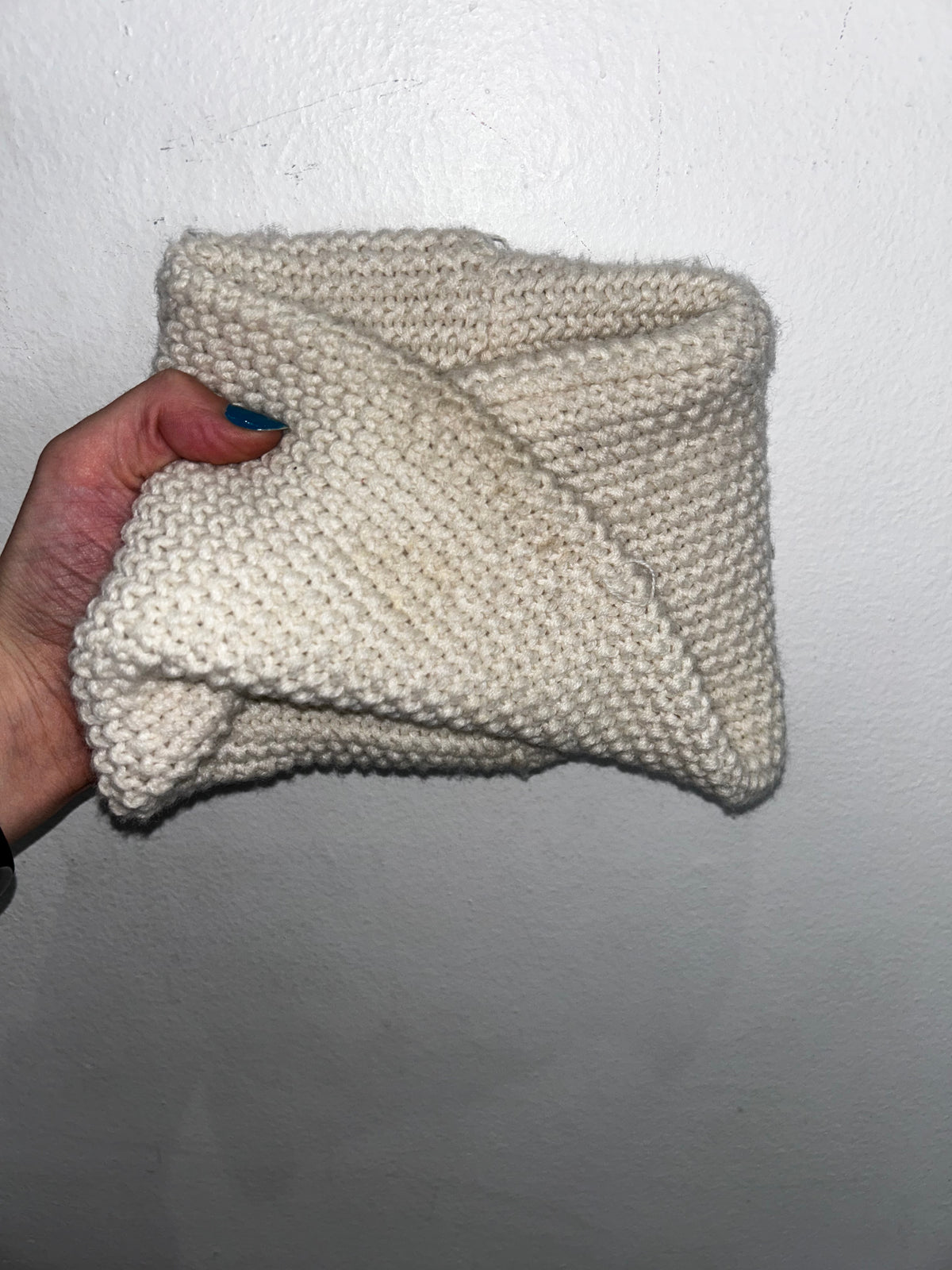 Cream knit cowl scarf