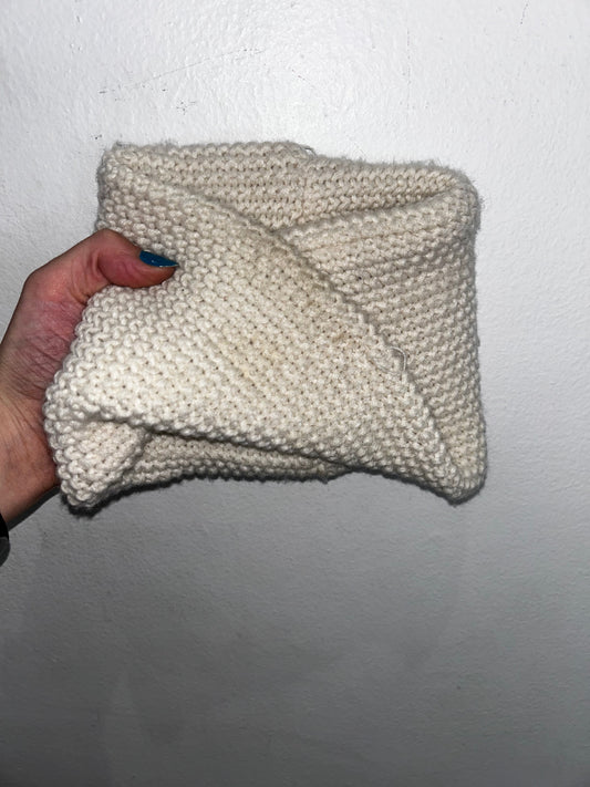 Cream knit cowl scarf