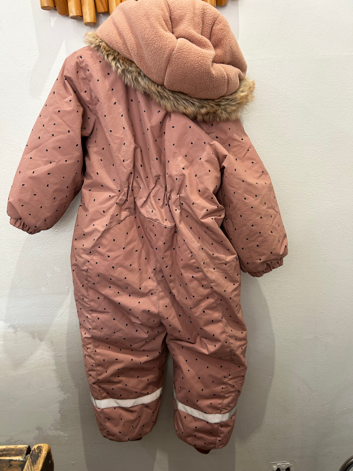 Pink dots lightweight snowsuit 2-4y