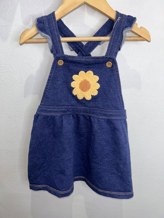 Yellow flower stretchy skirt romper 24m