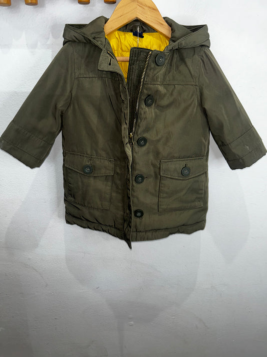 Olive puffer jacket 12-18m
