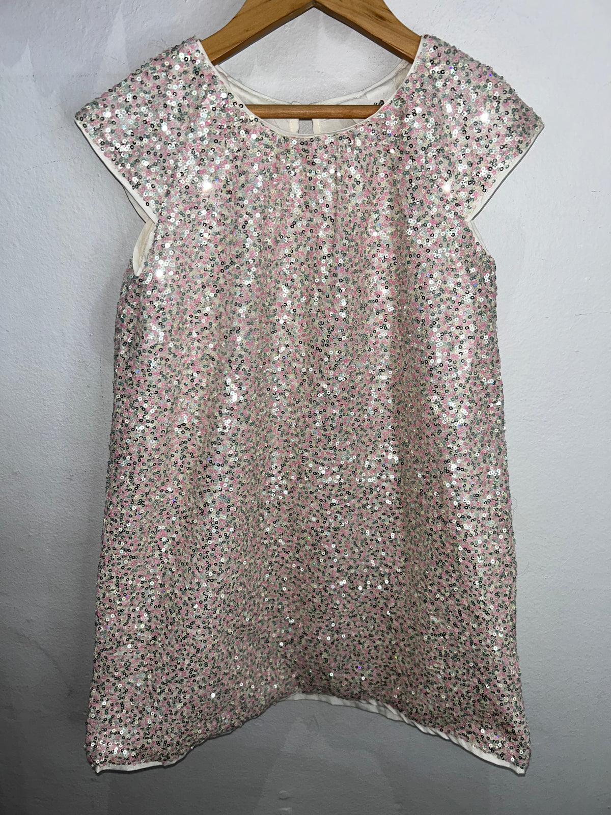Cream sequined dress 5-6y