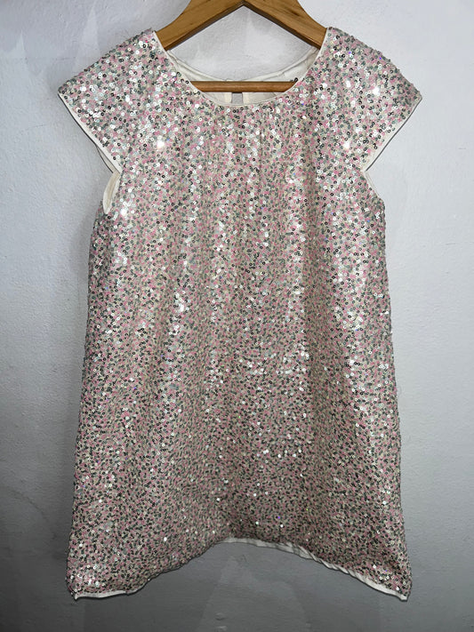 Cream sequined dress 5-6y
