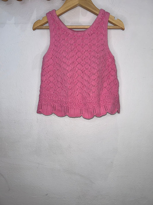 Pink crochet tanktop 3-4y