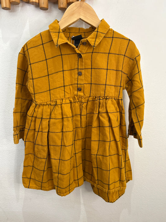 Mustard checkered dress 2y