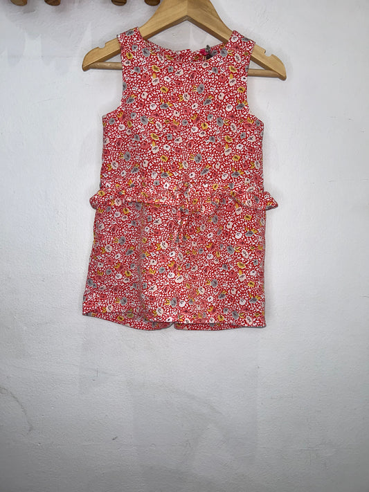 Red fancy shorty romper 23m