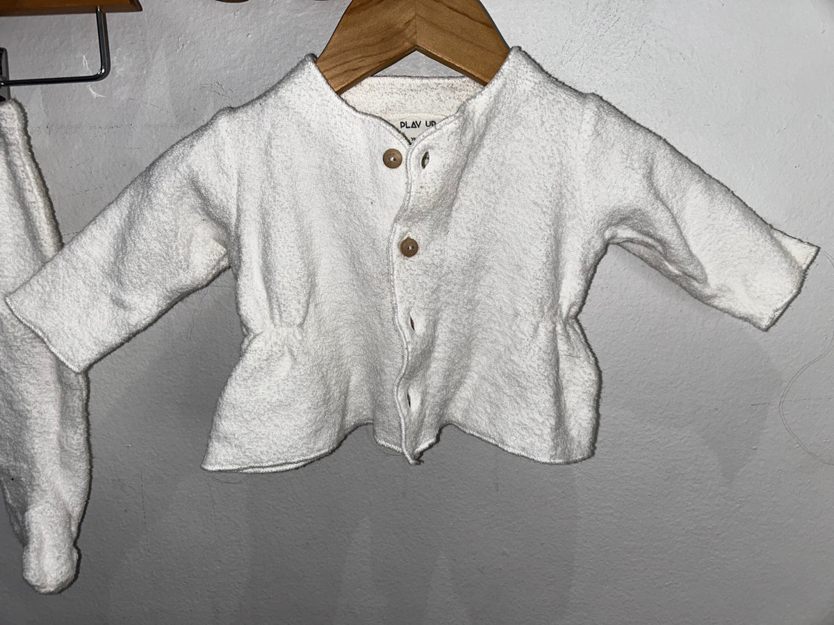 White terry sweater set 1-3m