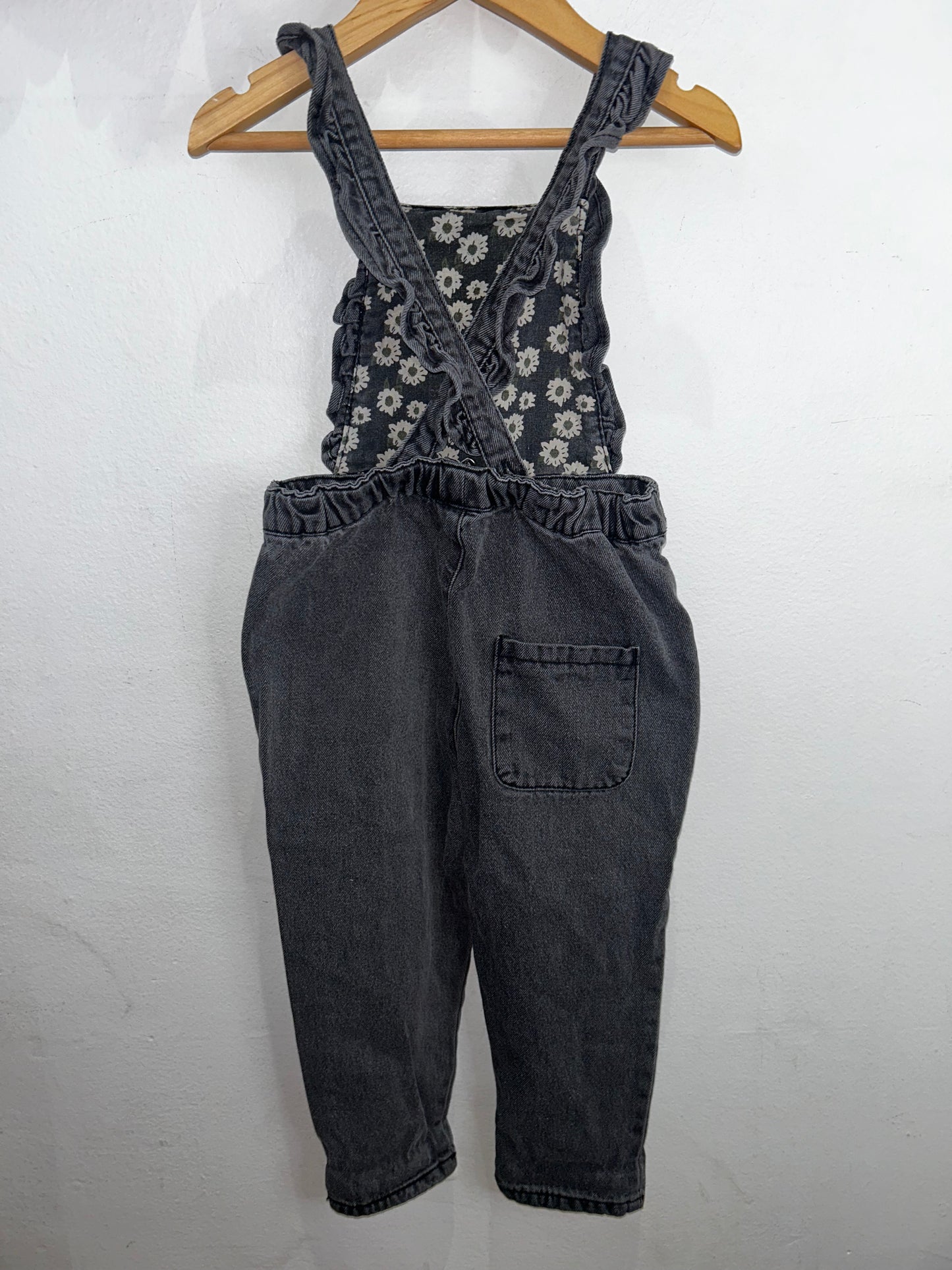 Black denim oversized romper 2-3y