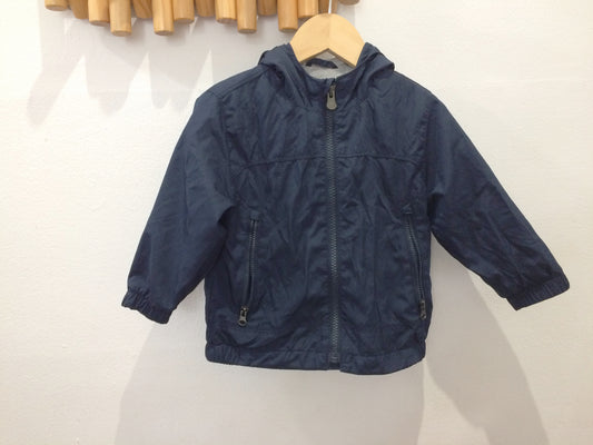 Navy cotton lined rain jacket 12-18m