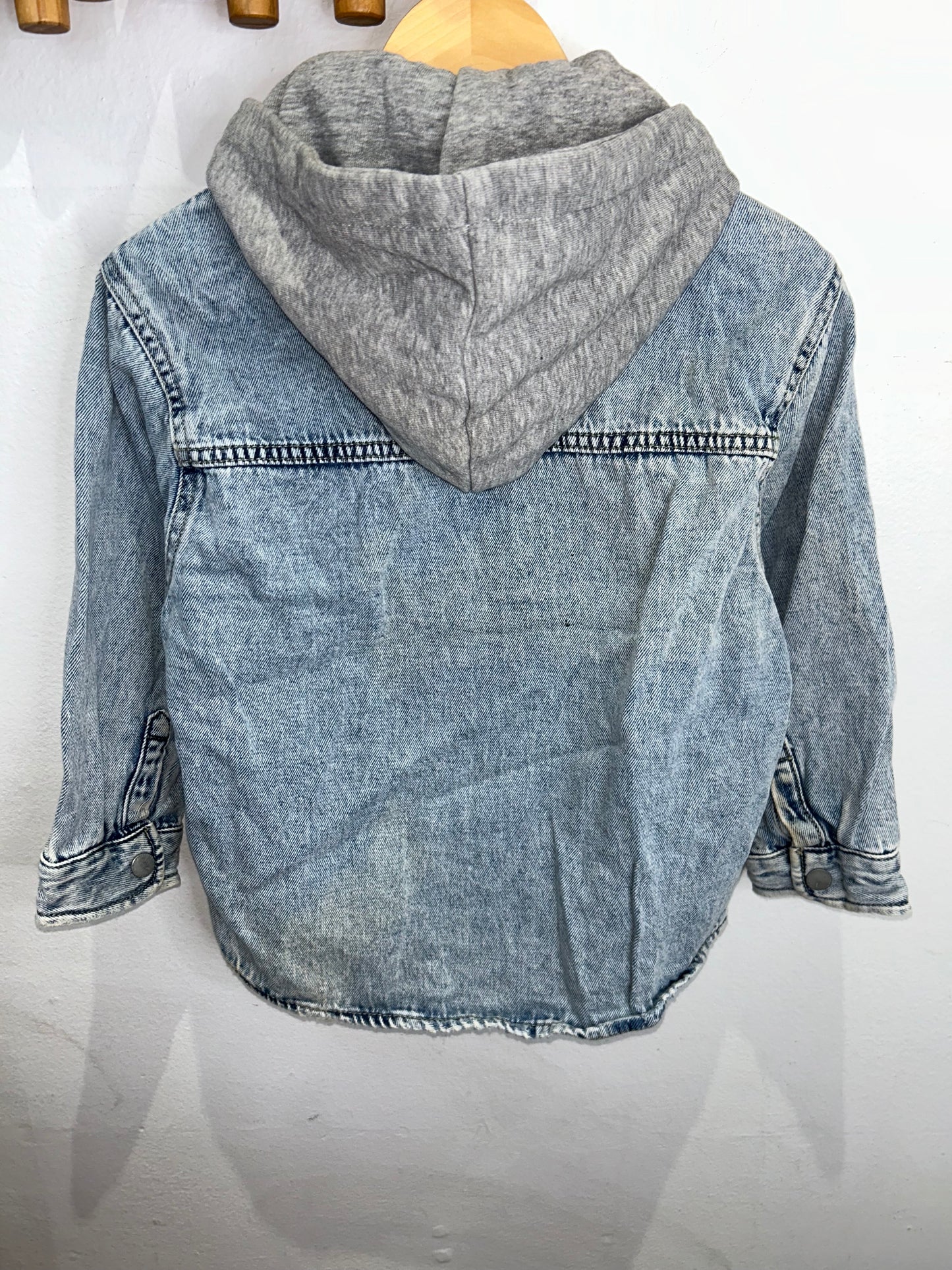 Acid wash hooded jean shirt 6y