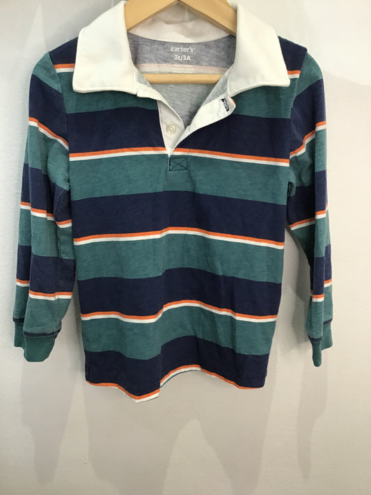 Shirt teal stripes rugby 3y