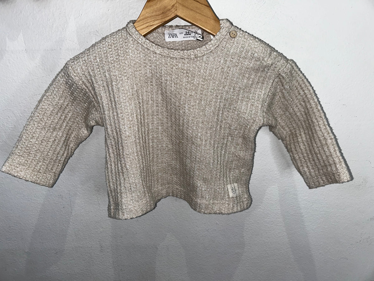 Beige waffle longsleeve 3-6m