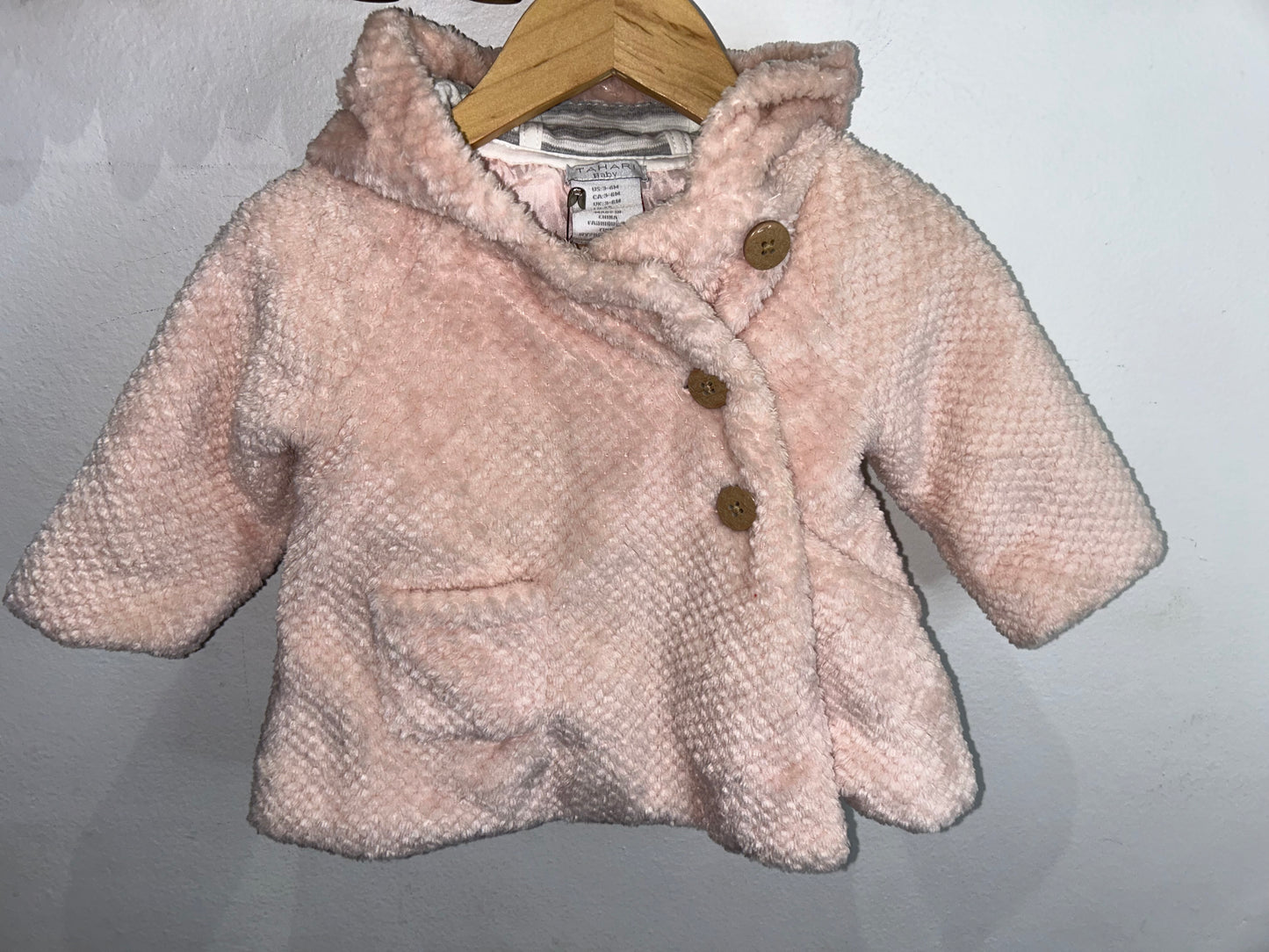 Light pink nubby coat 3-6m