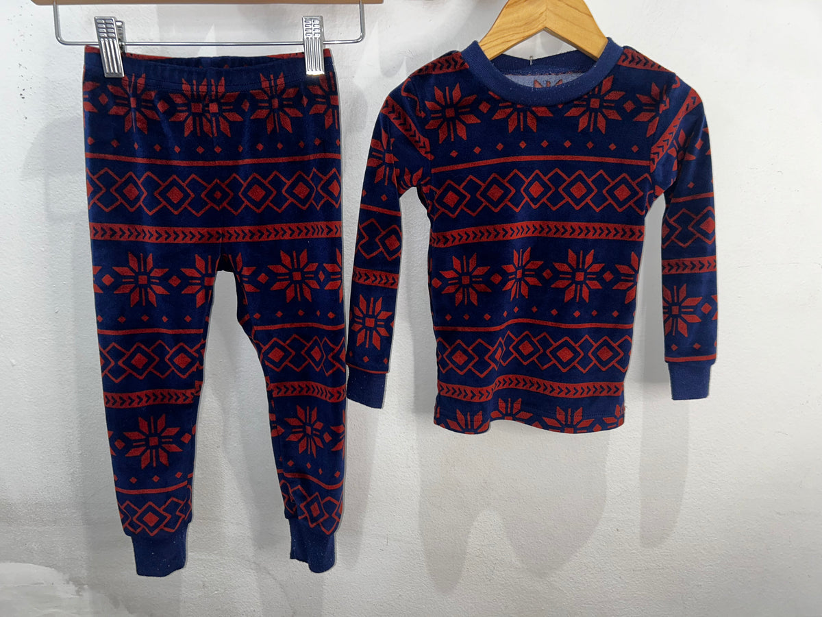 Blue and copper fleece pyjamas 2y