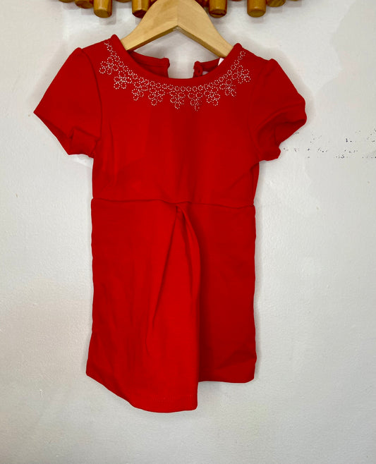 Gold neckline red dress 18-24m