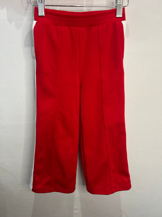 Red wide leg side stripe pants 4y