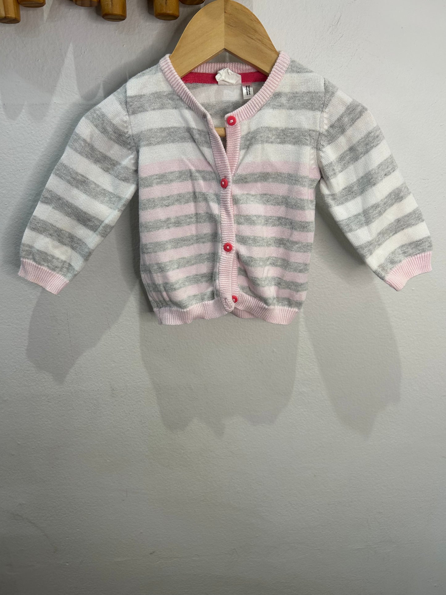 Grey and pink stripes sweater 4-6m