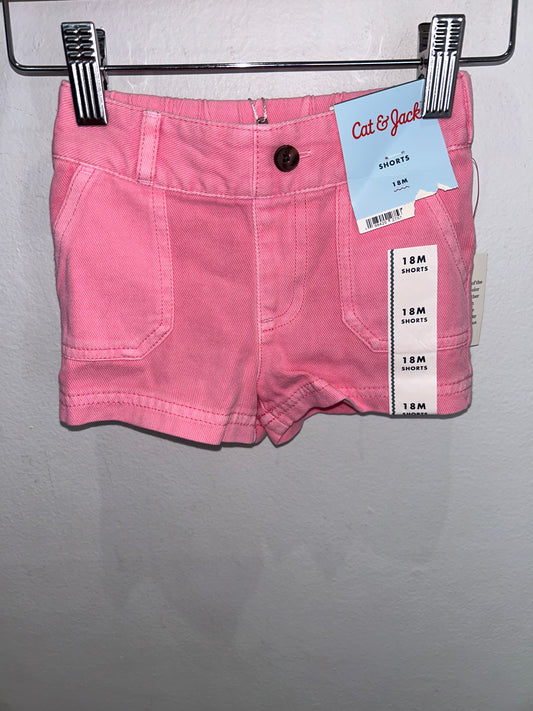Pink denim shorts 18m NEW